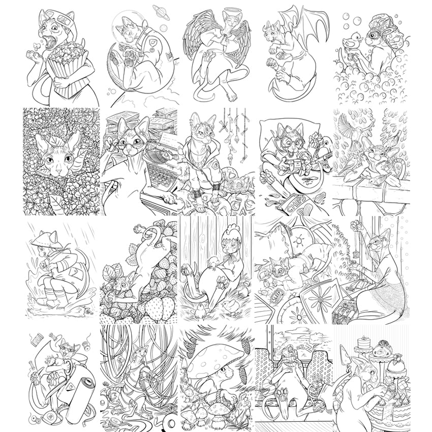 Målarbok - Dream - A sphynx cat colouring book