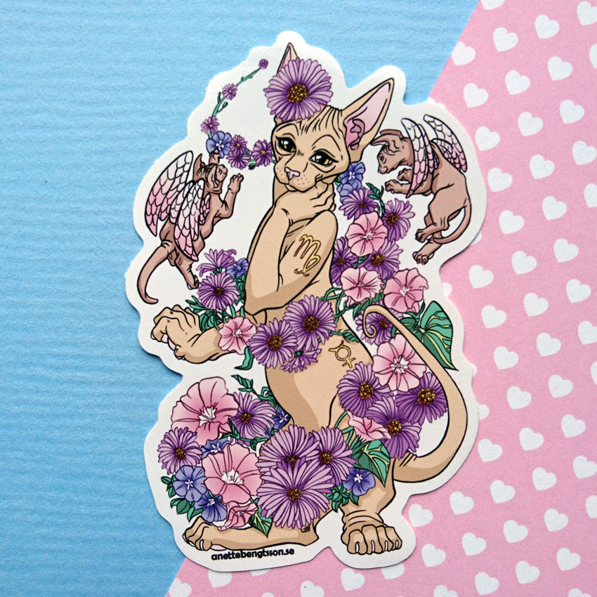 Virgo (Jungfrun) klistermärke - Sphynx Zodiac/Stjärntecken